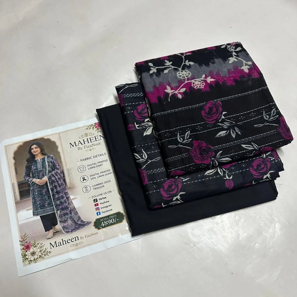 3 Pcs Women's Unstitched Printed Suit
