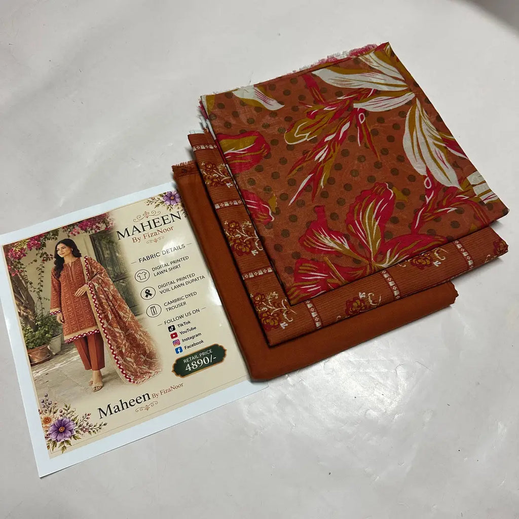 3 Pcs Women's Unstitched Printed Suit