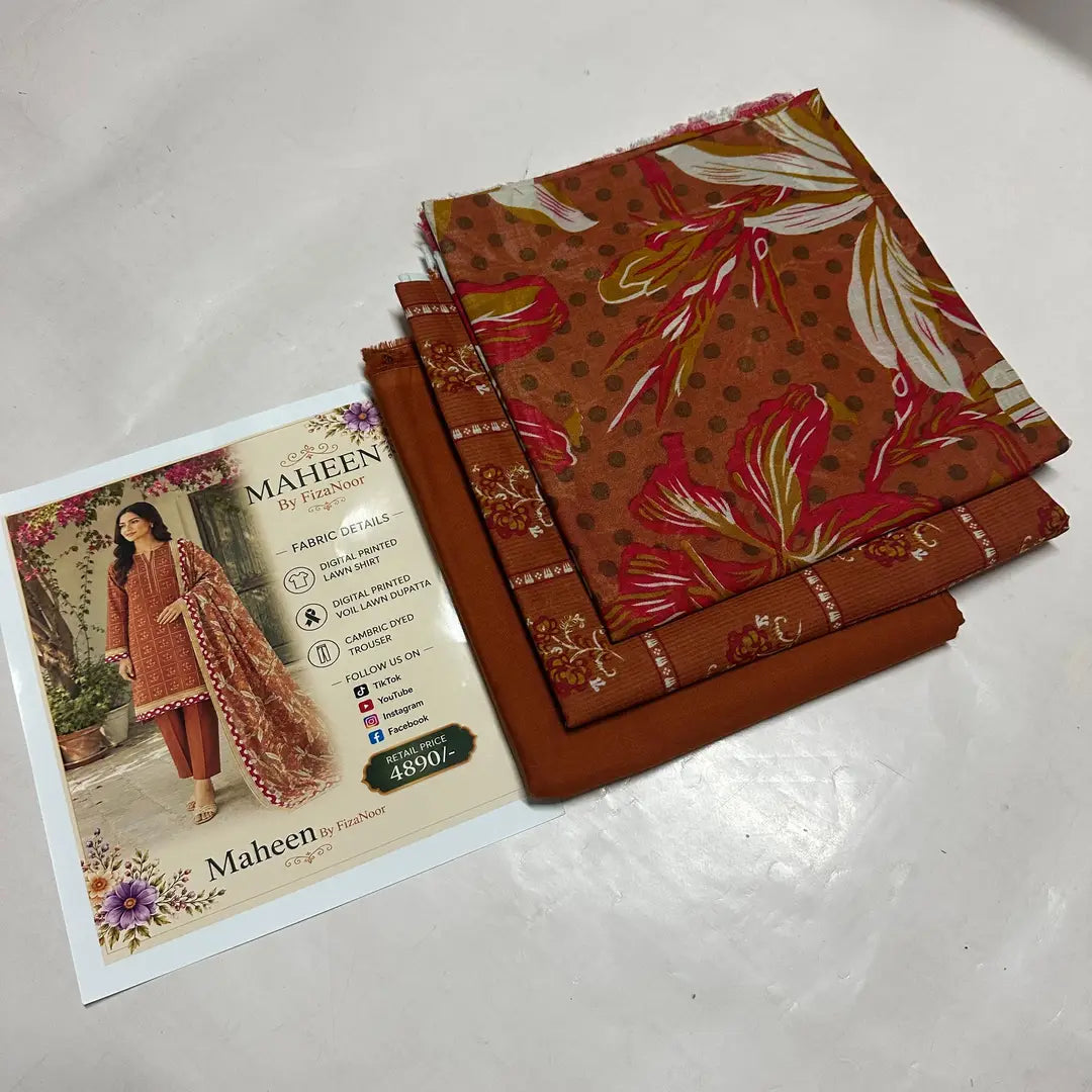 3 Pcs Women's Unstitched Printed Suit