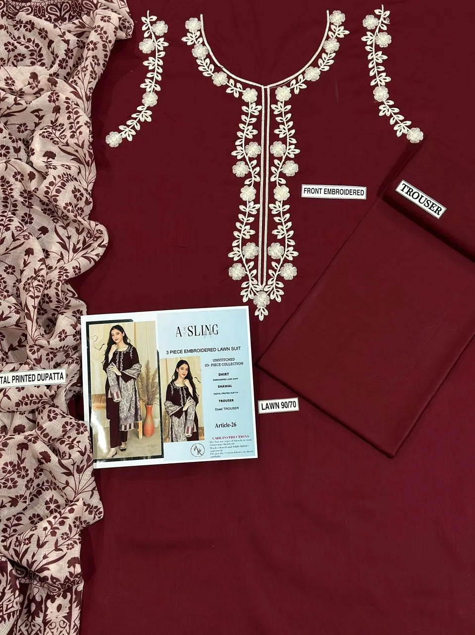 MIX TRENDING DESIGNS 3 Pcs Unstitched Embroidered Suit