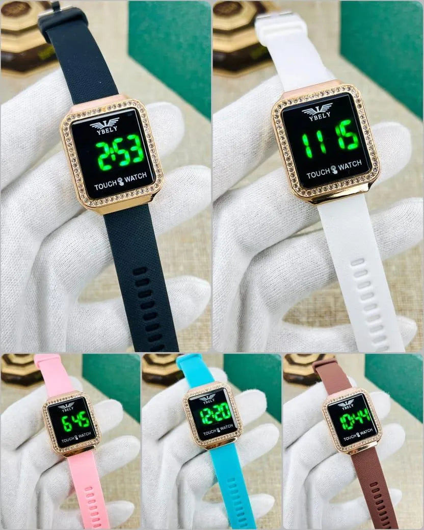 Women's Digital Touch Watch with Silicone Straps