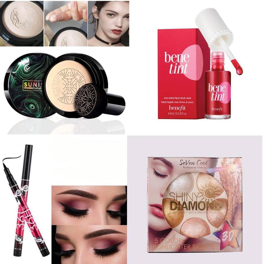 4-in-1 Makeup Set Foundation Highlighter Tint Eyeliner