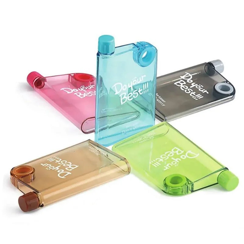 Pink Ultra Slim Notebook Style Water Bottle 380ml | Portable Memo Bottle for Travel, School & Office