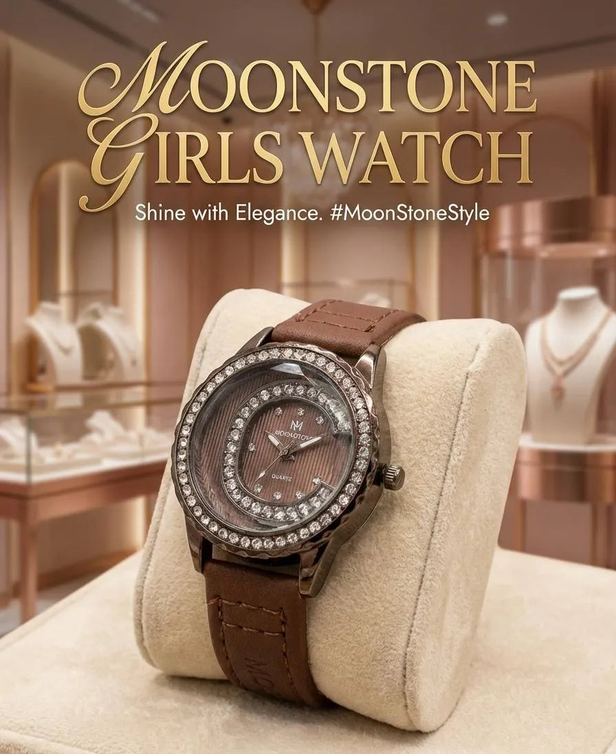 Women's Brown Leather Watch with Crystal Accents