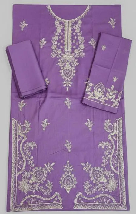 Purple Embroidered Lawn 2Pcs Kurta Set