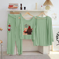 Green Printed 3 Pcs Women Night Suit Jersey