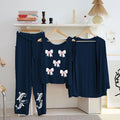 Blue Bow Print 3-Piece Night Suit for Women