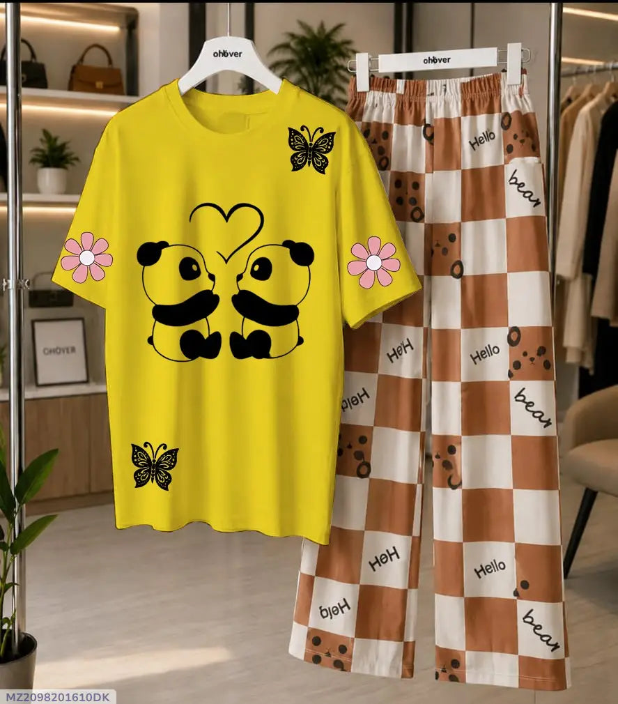 2 Pcs Women's Stitched Cotton Jersey Printed Night Suit