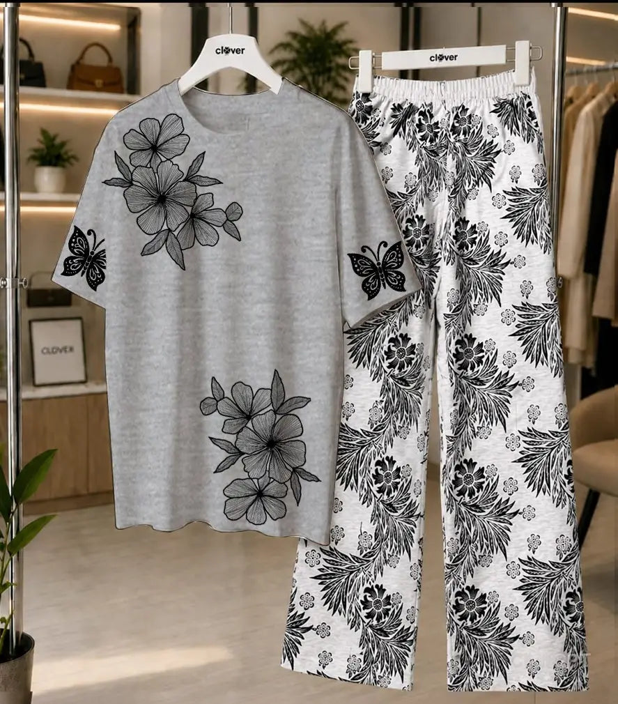 2 Pcs Women's Stitched Jersey Printed Night Suit