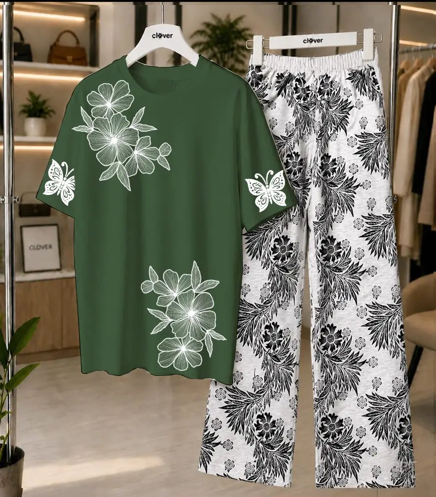2 Pcs Women's Stitched Jersey Printed Night Suit