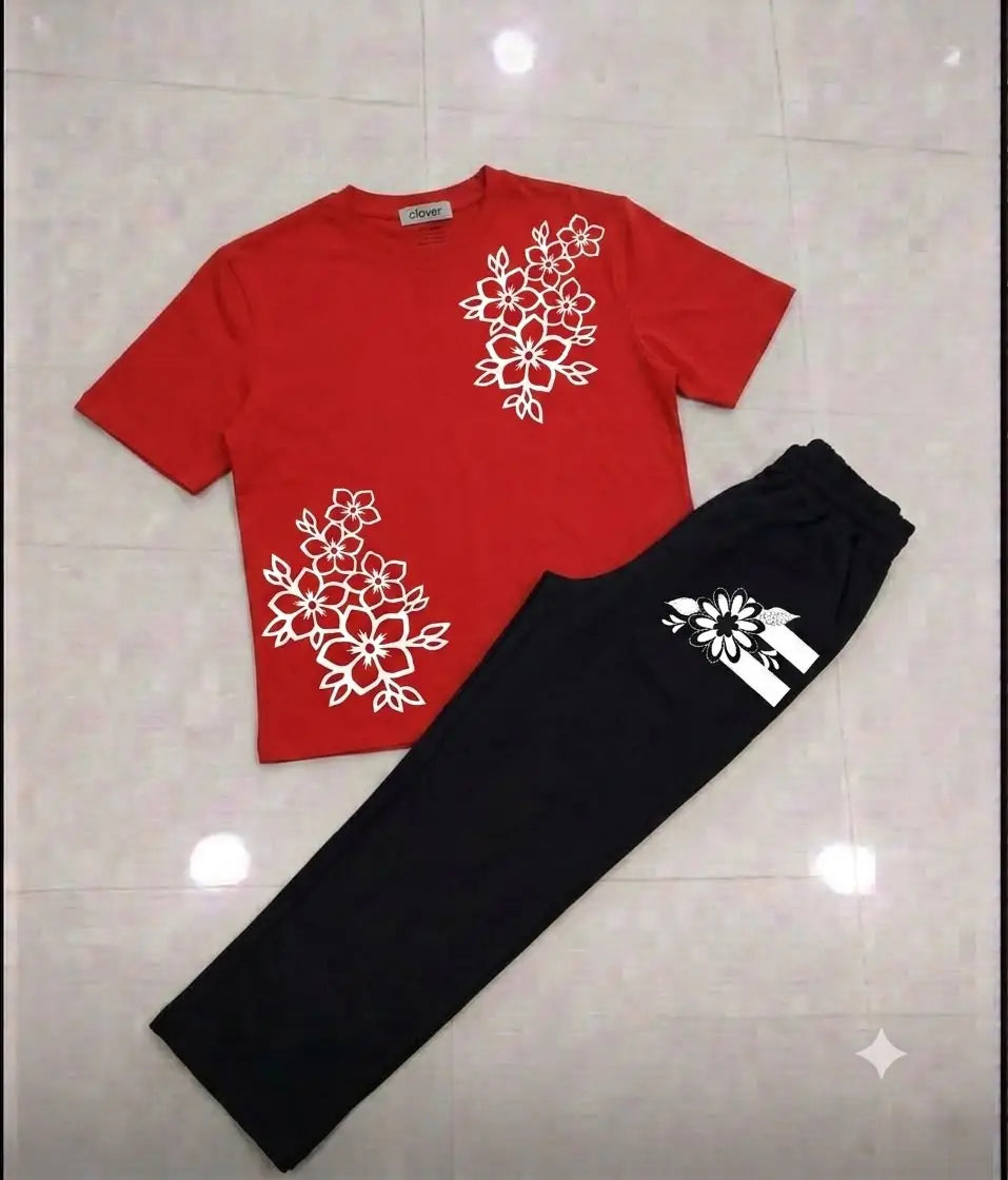 2 Pcs Women's Stitched Cotton Jersey Printed Night Suit