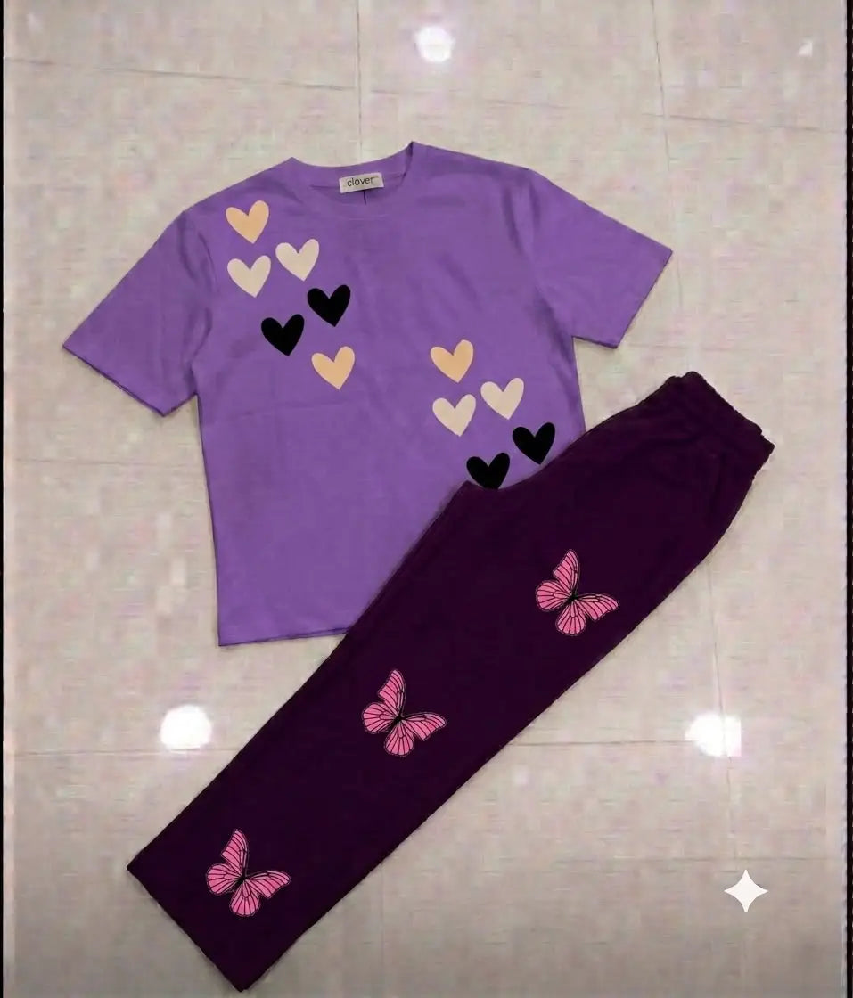 2 Pcs Women's Stitched Cotton Jersey Printed Night Suit