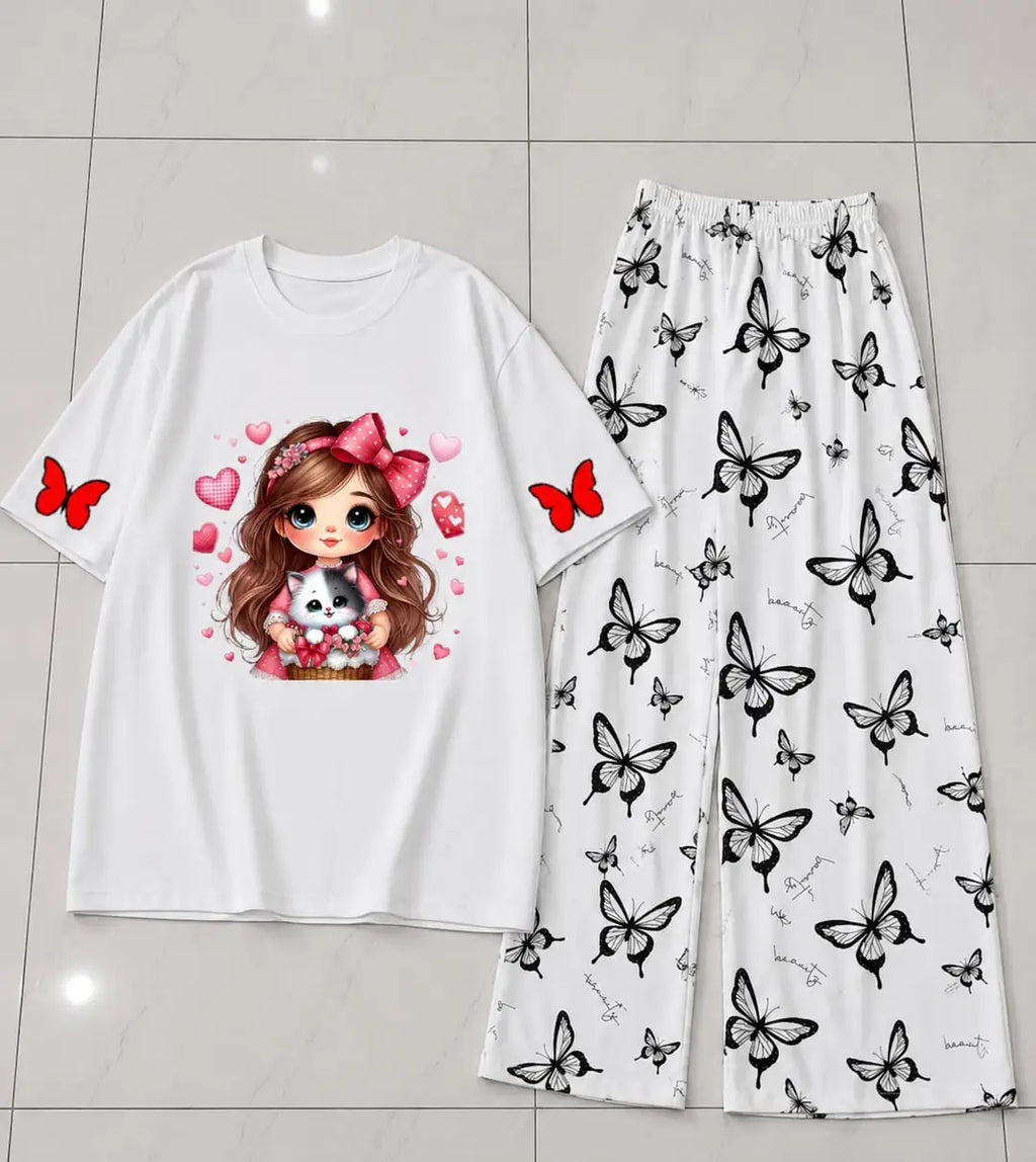 2 Pcs Women's Stitched Jersey Printed Night Suit