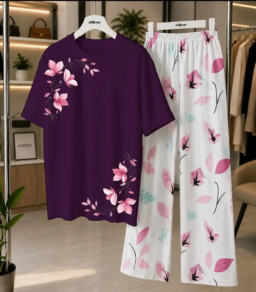 2 Pcs Women's Stitched Cotton Jersey Printed Night Suit