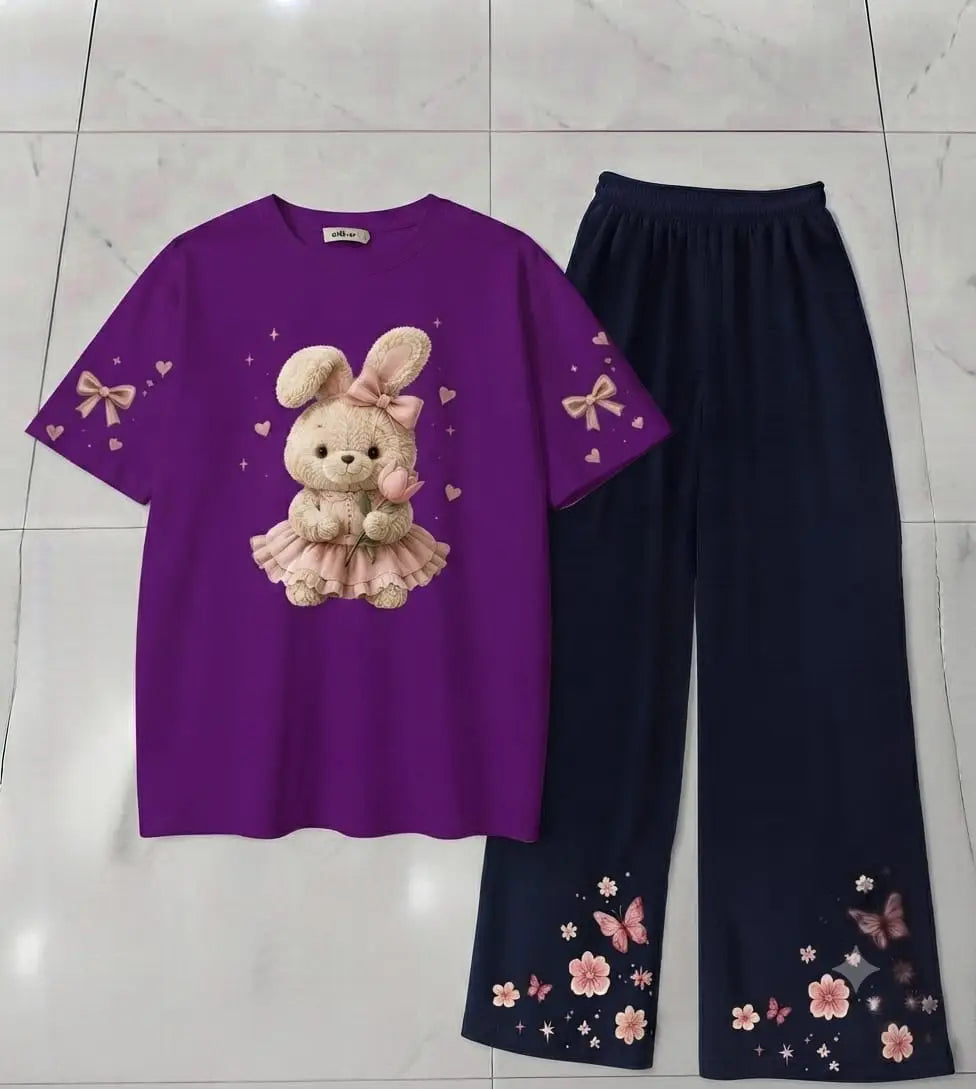 2 Pcs Women's Stitched Cotton Jersey Printed Night Suit
