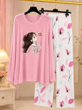 2 Pcs Women's Stitched Jersey Printed Night Suit