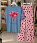 2 Pcs Women's Stitched Cotton Jersey Printed Night Suit