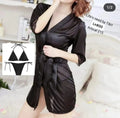 Black Silk 3-Piece Nightwear Set for Women