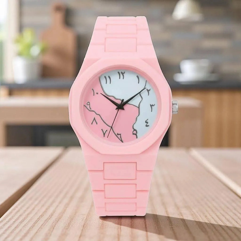 Pink Carbon Fiber Women's Watch with Butterfly Lock