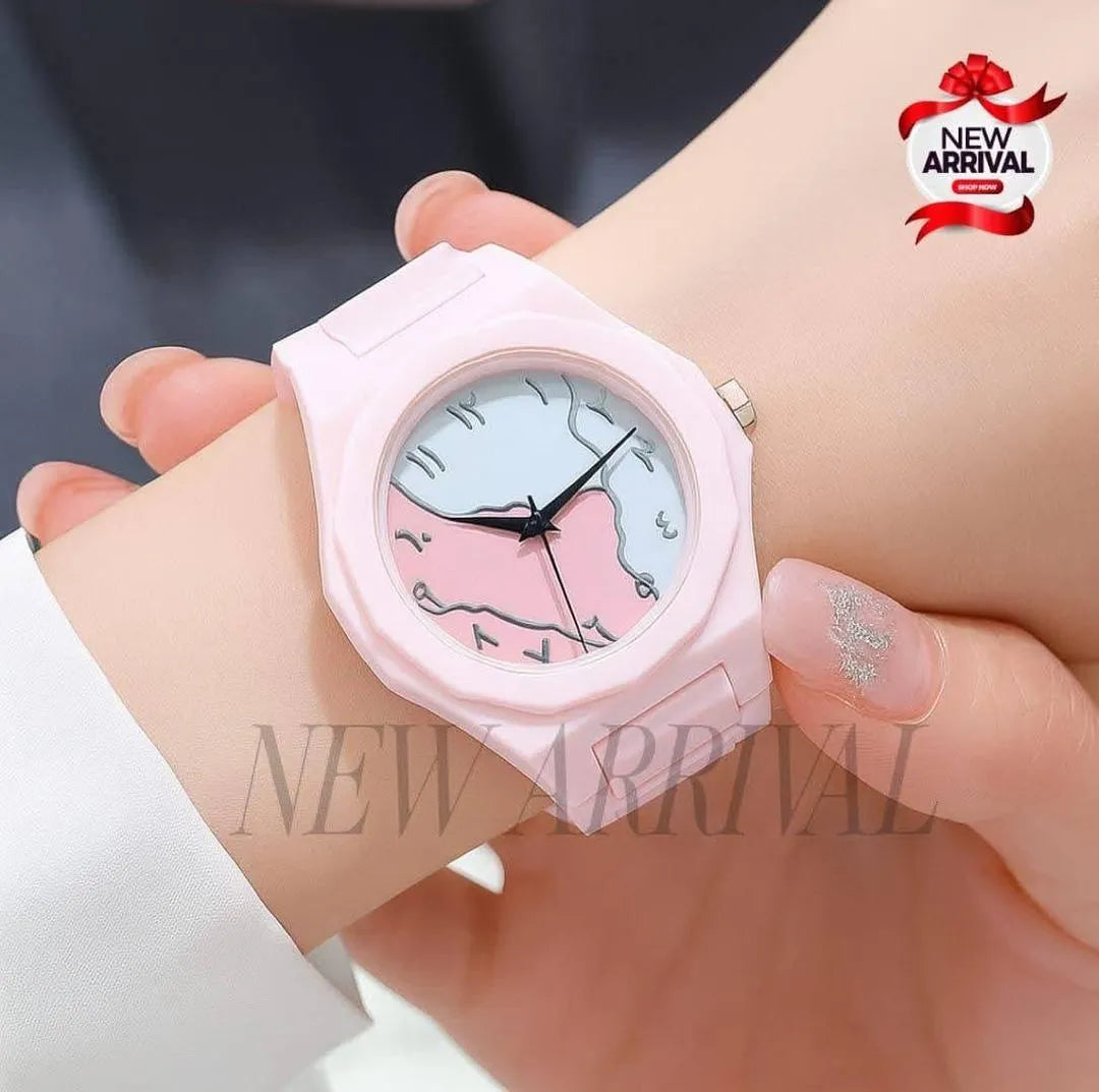 Pink Carbon Fiber Women's Watch with Butterfly Lock