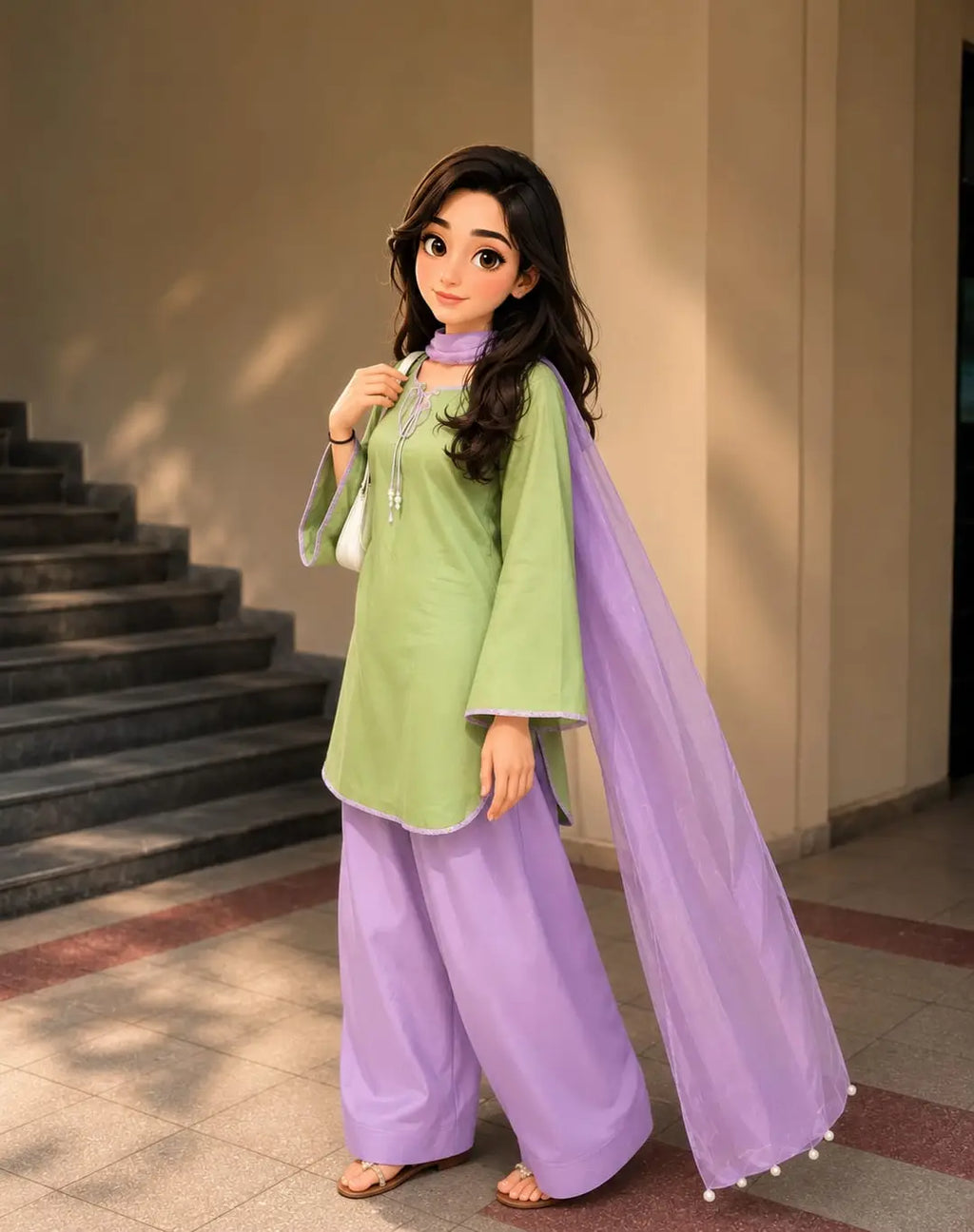 3 Pcs Women's Stitched Cotton Plain Suit