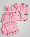 2 Pcs Women's Stitched Silk Printed Night Suit