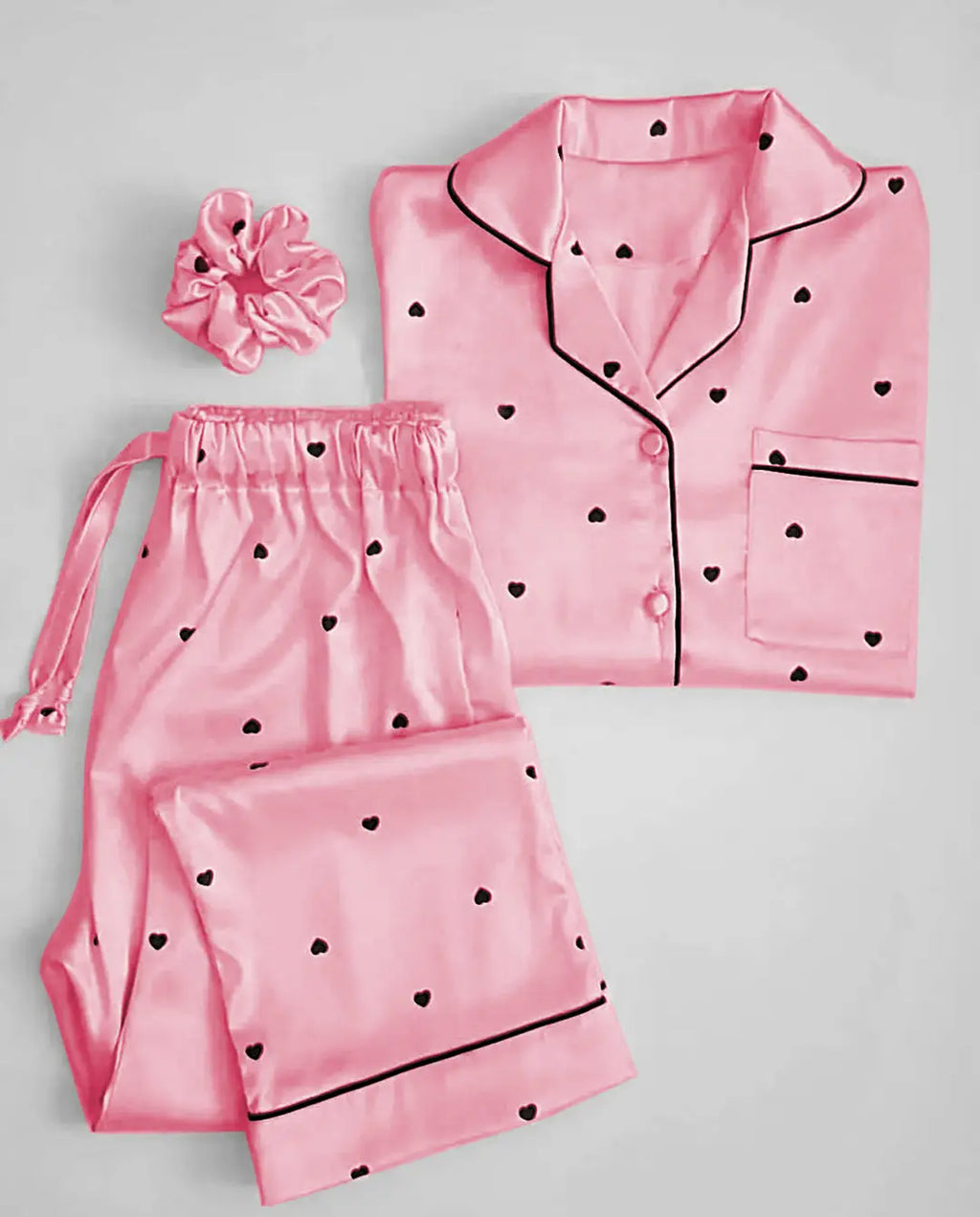 2 Pcs Women's Stitched Silk Printed Night Suit