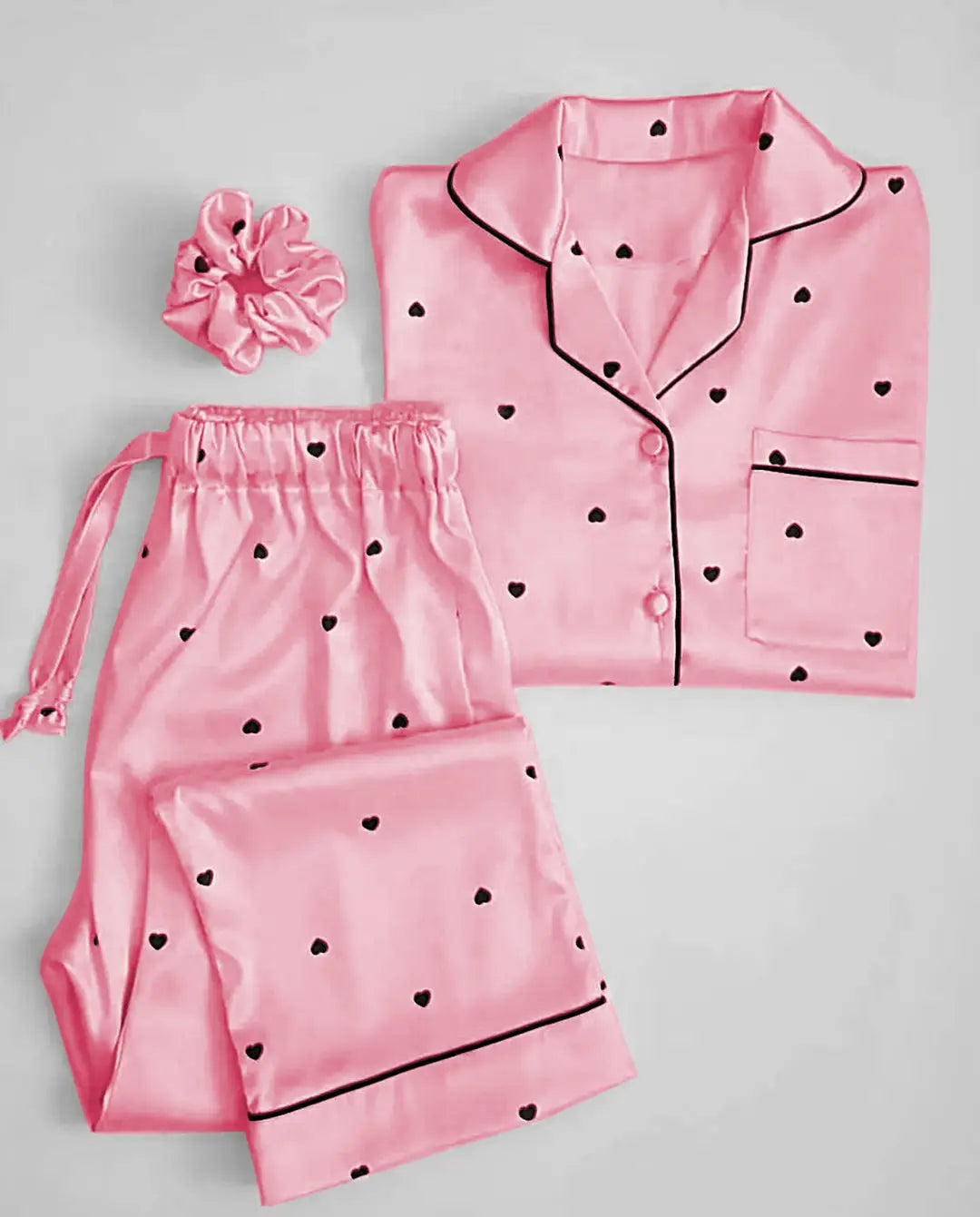 2 Pcs Women's Stitched Silk Printed Night Suit