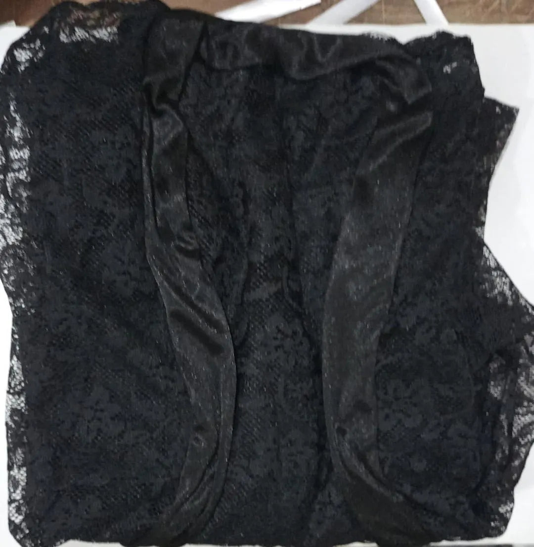 Black Lace V-Neck Night Suit for Women Free Size