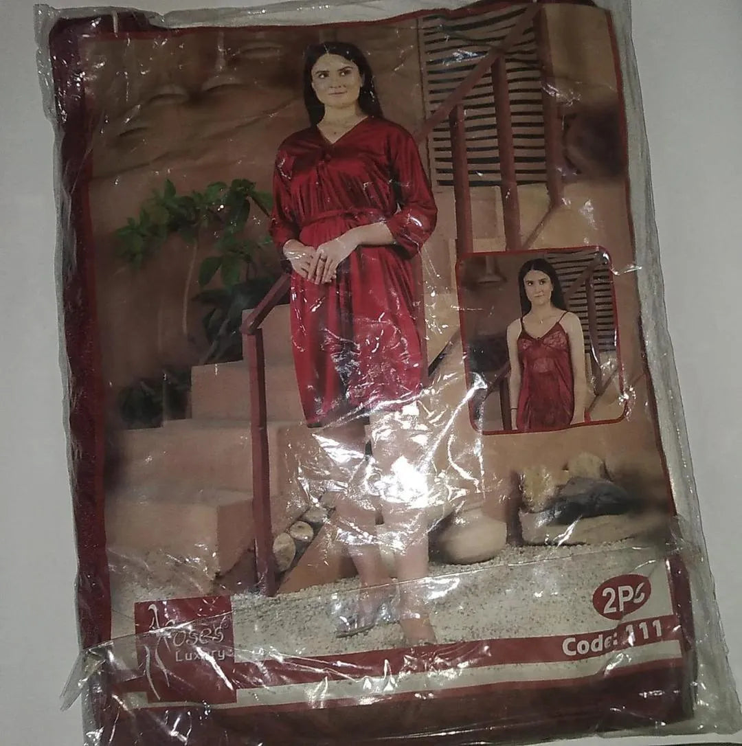 Red Velvet Lace Nightgown for Women