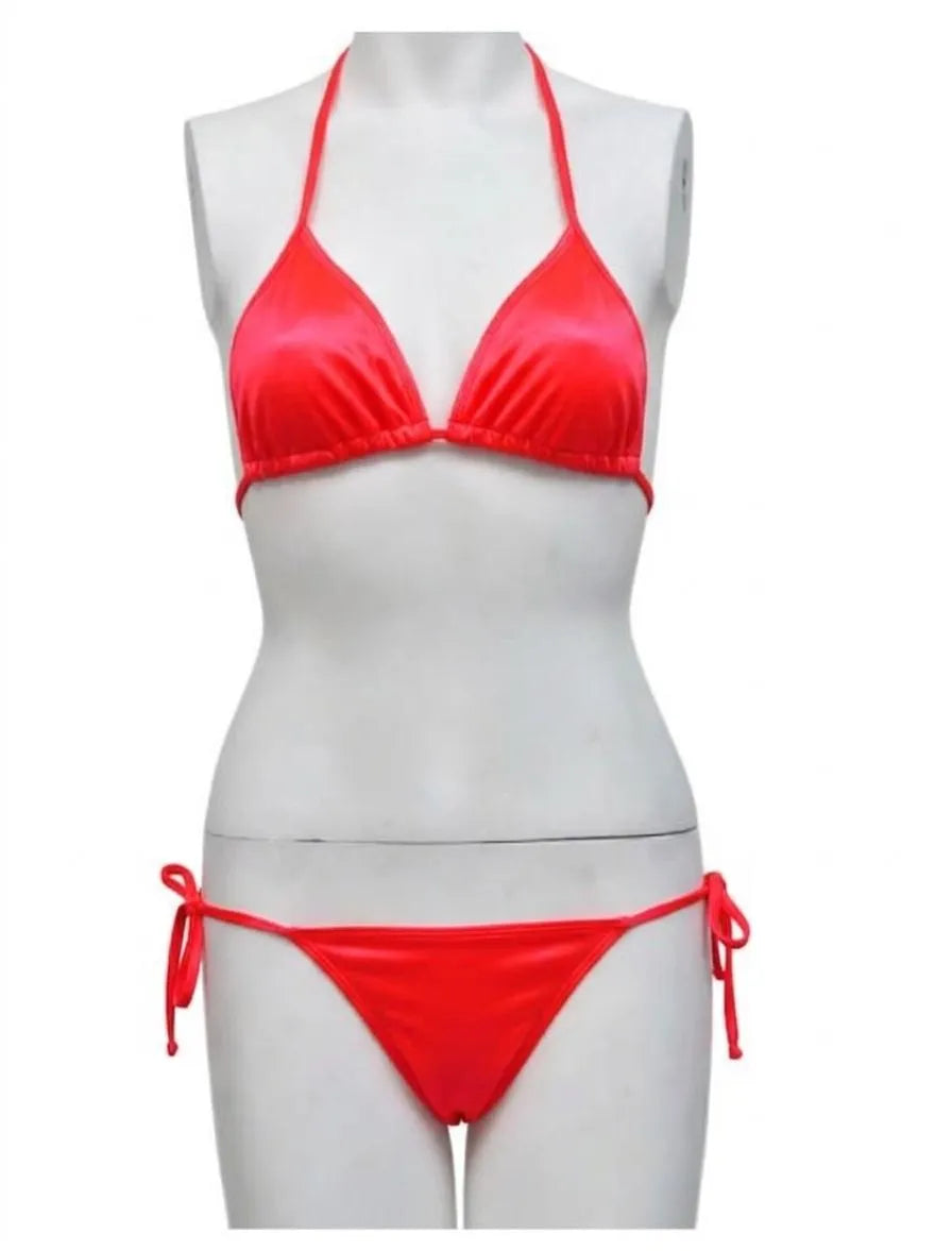 Red Silk 3-Piece Nightwear Set V-Neck