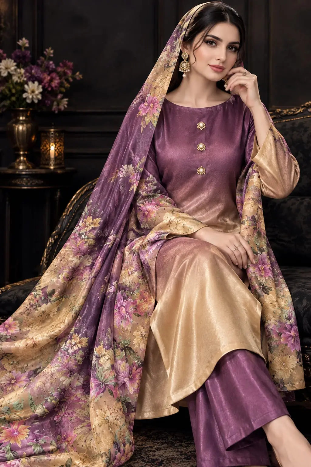 3 Pcs Women's Unstitched Printed Suit