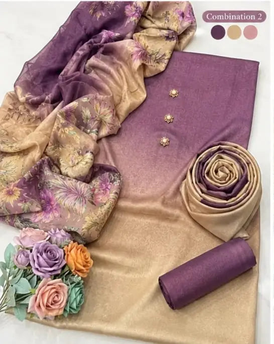 3 Pcs Women's Unstitched Printed Suit