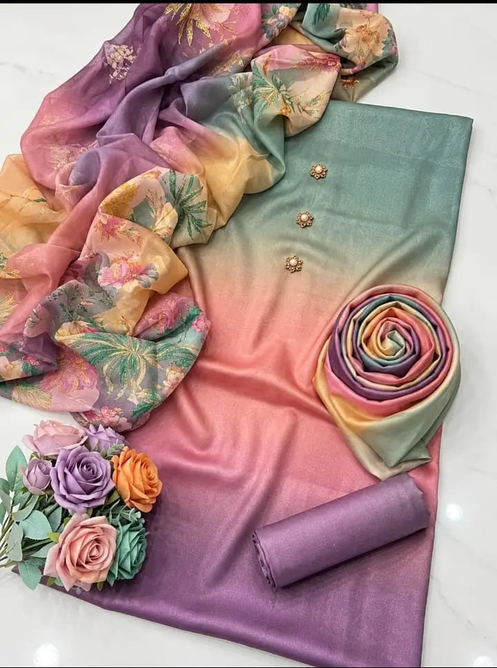 3 Pcs Women's Unstitched Printed Suit
