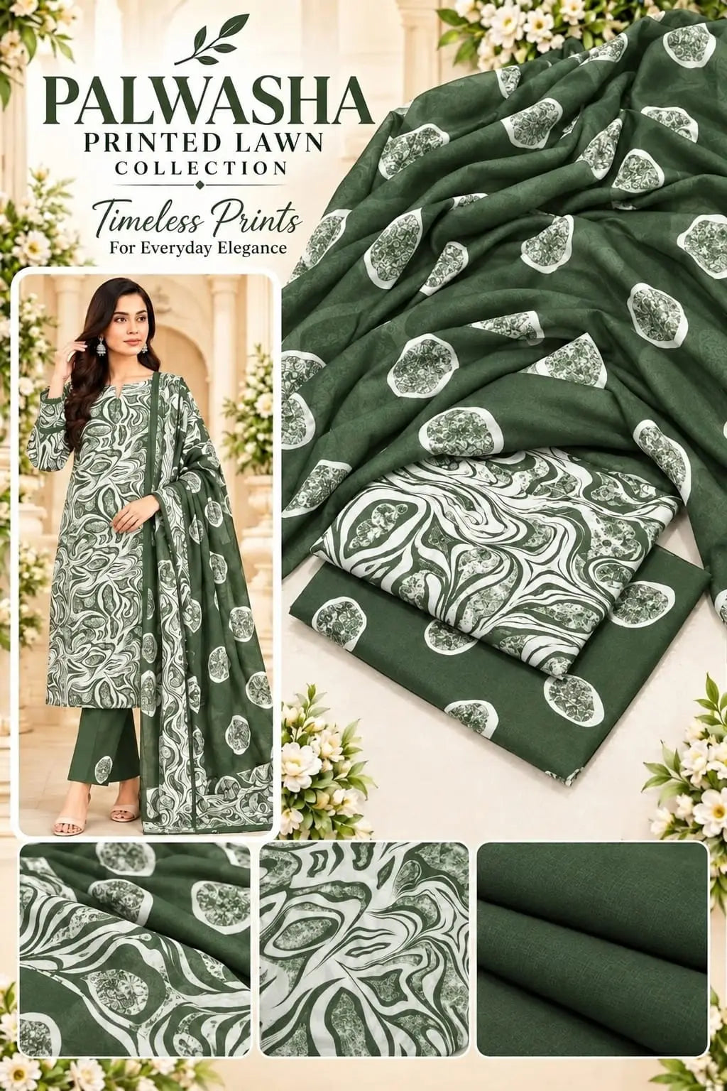 3 Pcs Women's Unstitched Digital Print Suit