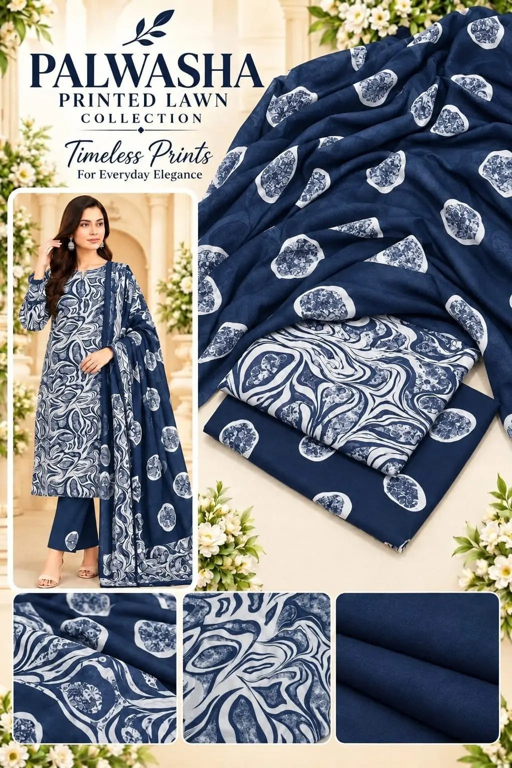 3 Pcs Women's Unstitched Digital Print Suit