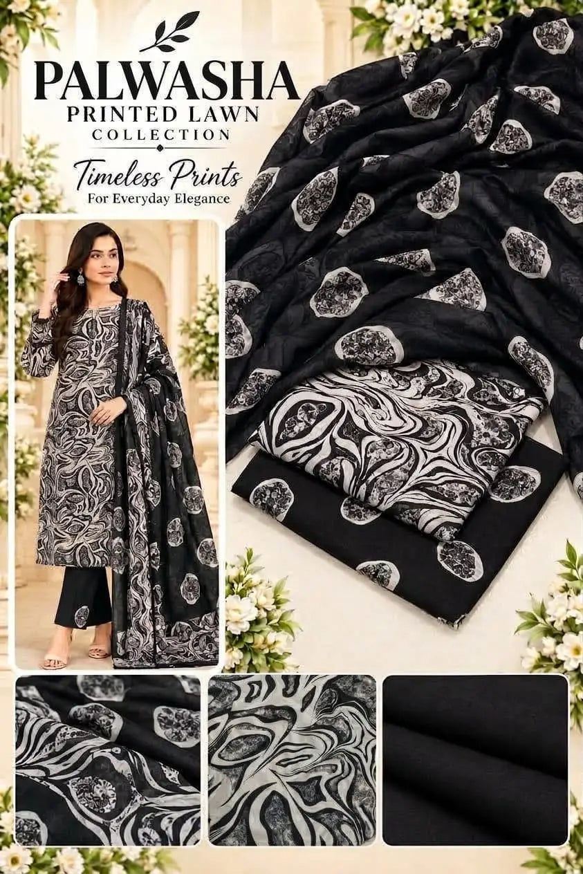 3 Pcs Women's Unstitched Digital Print Suit