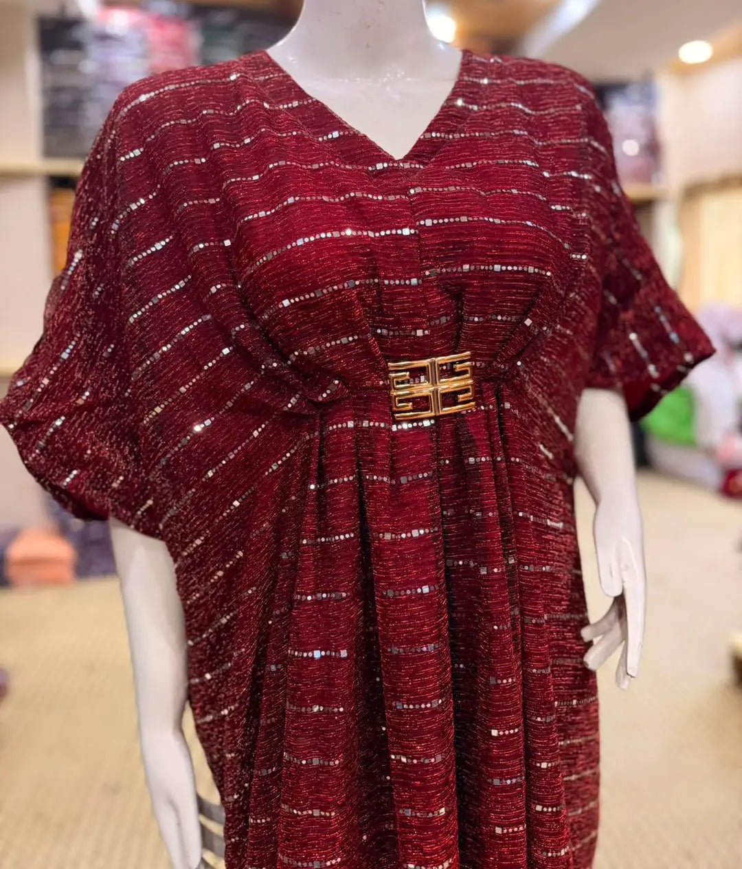 Moonlight Fabric Long Kaftan for Women with Bakkal & Attached Crepe Inner – Free Size Modest Maxi Kaftan Dress (54/55 Inches)