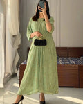 Moonlight Fabric Long Kaftan for Women with Bakkal & Attached Crepe Inner – Free Size Modest Maxi Kaftan Dress (54/55 Inches)