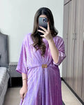 Moonlight Fabric Long Kaftan for Women with Bakkal & Attached Crepe Inner – Free Size Modest Maxi Kaftan Dress (54/55 Inches)