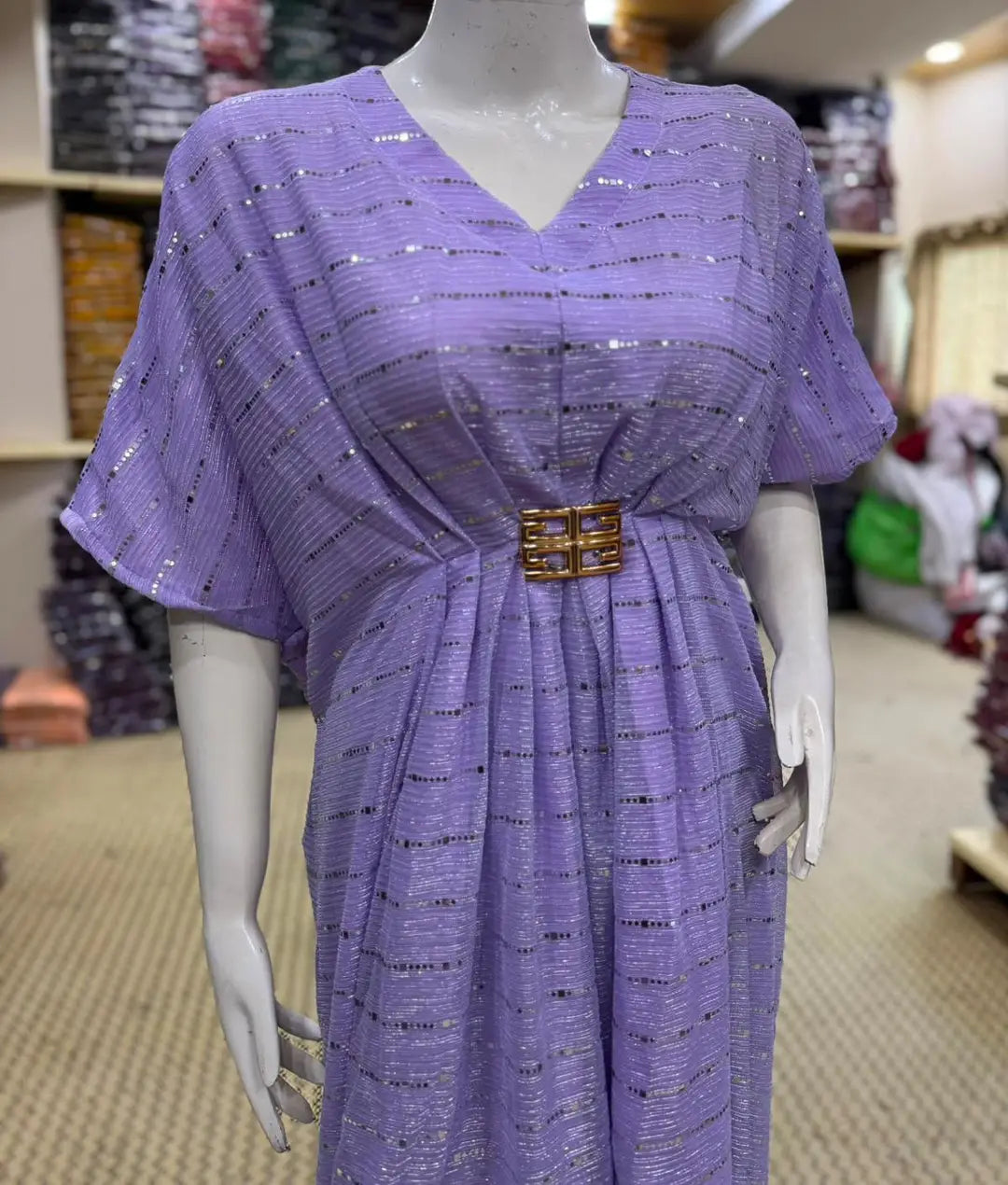 Moonlight Fabric Long Kaftan for Women with Bakkal & Attached Crepe Inner – Free Size Modest Maxi Kaftan Dress (54/55 Inches)