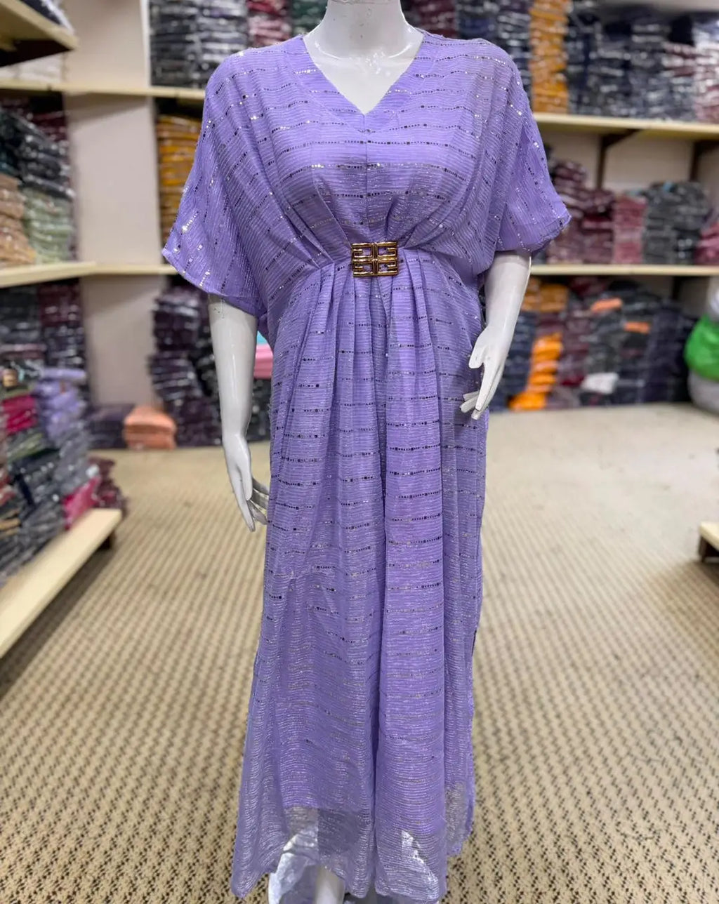 Moonlight Fabric Long Kaftan for Women with Bakkal & Attached Crepe Inner – Free Size Modest Maxi Kaftan Dress (54/55 Inches)