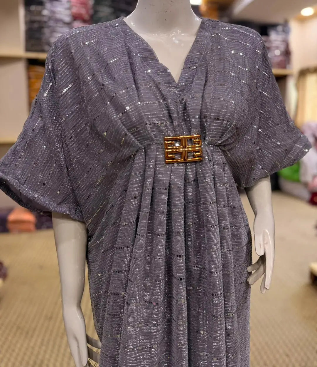Moonlight Fabric Long Kaftan for Women with Bakkal & Attached Crepe Inner – Free Size Modest Maxi Kaftan Dress (54/55 Inches)