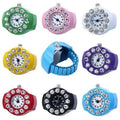 Rhinestone Finger Ring Watch for Women, Silicone, Mini Analog, Trendy Gift