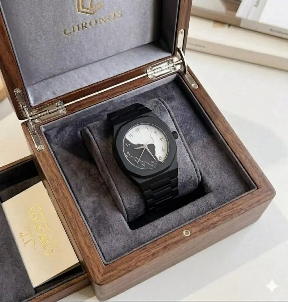Elegant Black Octagon Watch – Striking White & Black Split Dial ??