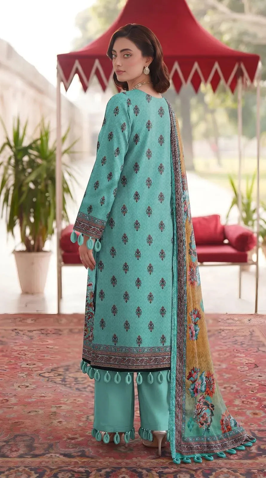Blue Embroidered Lawn 3Pcs Set for Women