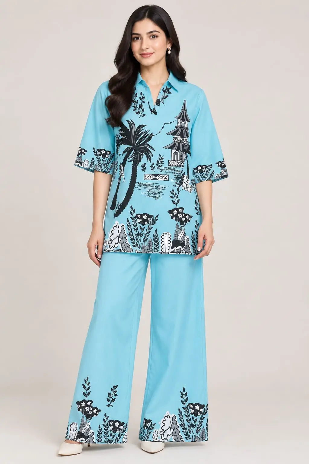 2 Pcs Women's Stitched Grip Printed Co-Ord Set