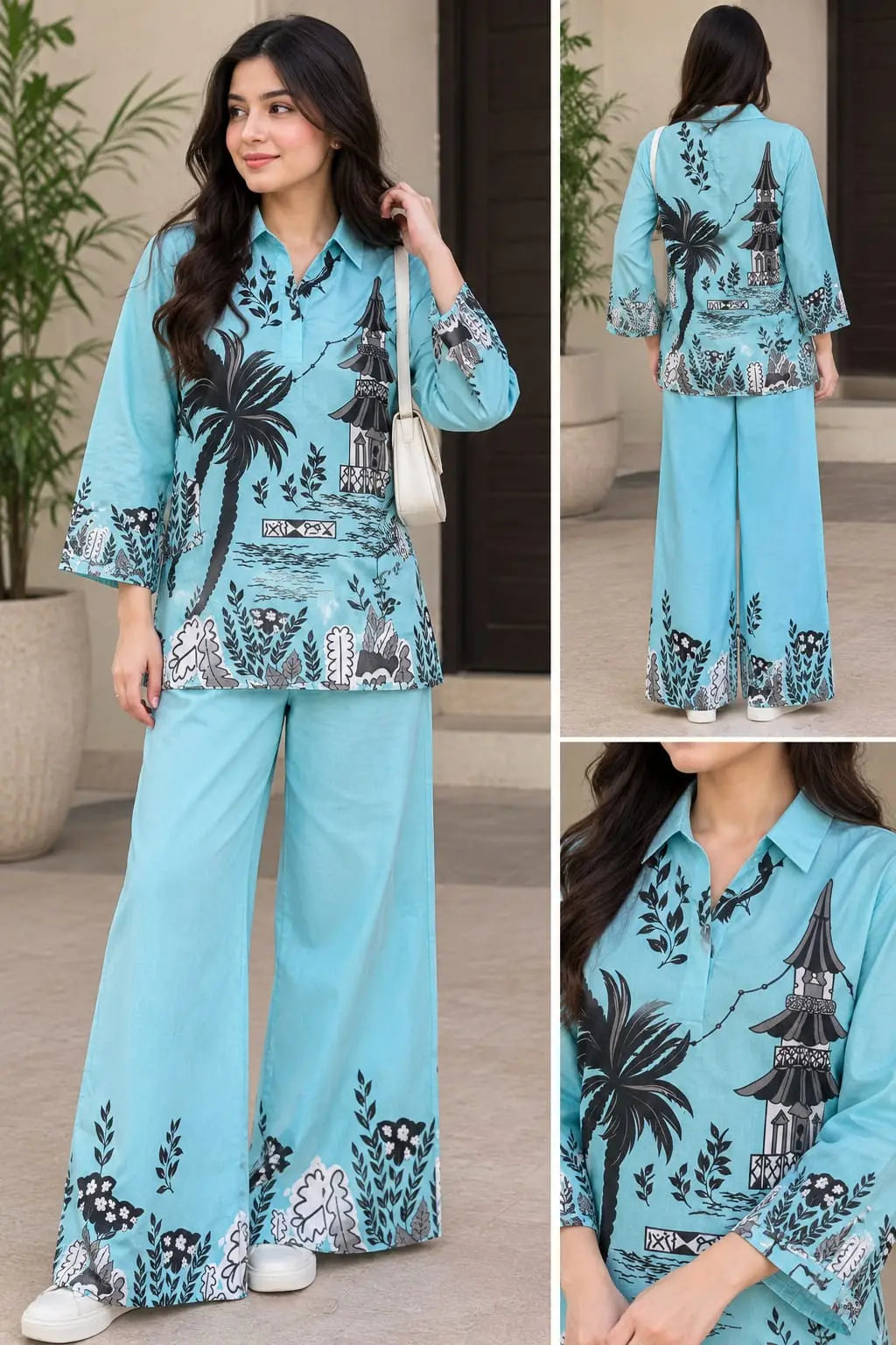 2 Pcs Women's Stitched Grip Printed Co-Ord Set