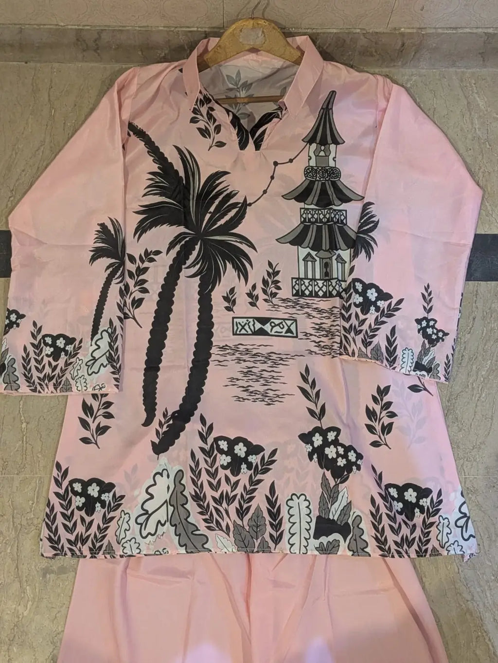 2 Pcs Women's Stitched Grip Printed Co-Ord Set