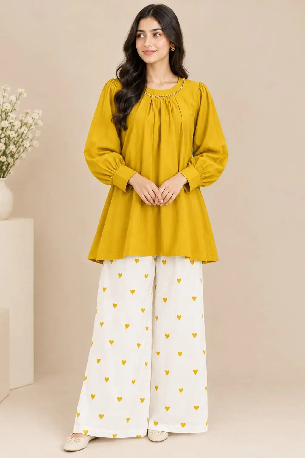 2 Pcs Women's Stitched Grip Plain Co-Ord Set